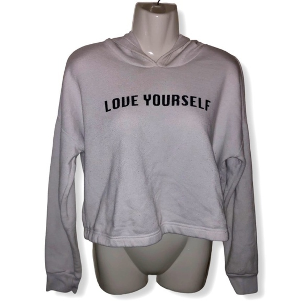 Orange Kiss Love Yourself Monarch Butterfly Cropped Pullover Hoodie